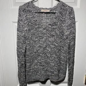 LOFT Perforated Sweater Black and White Size Small